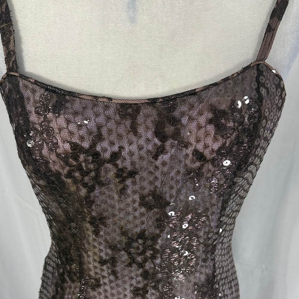Rimini Brown Sequin Metallic Maxi Dress - Picture 4 of 12